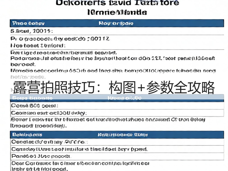露营拍照技巧：构图+参数全攻略