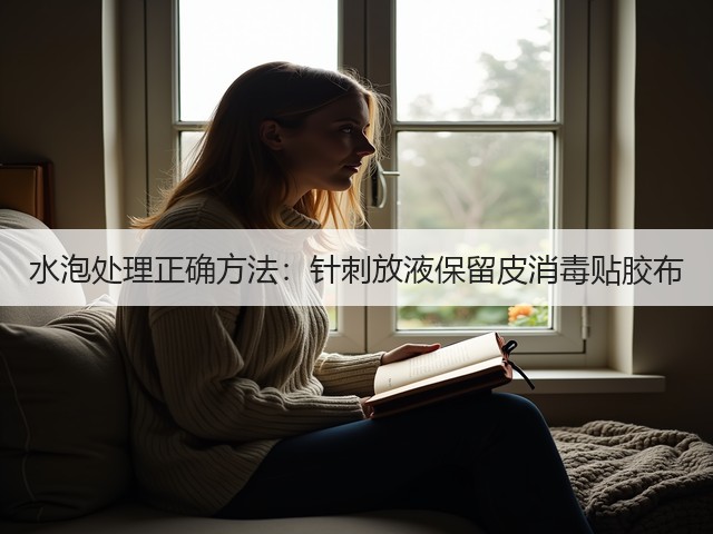 水泡处理正确方法：针刺放液保留皮消毒贴胶布(图1)