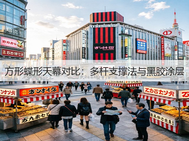 方形蝶形天幕对比:多杆支撑法与黑胶涂层(图2) 方形蝶形天幕对比:多杆支撑法与黑胶涂层(图2)
