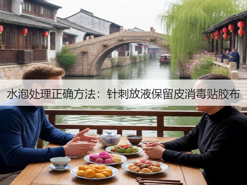 水泡处理正确方法：针刺放液保留皮消毒贴胶布