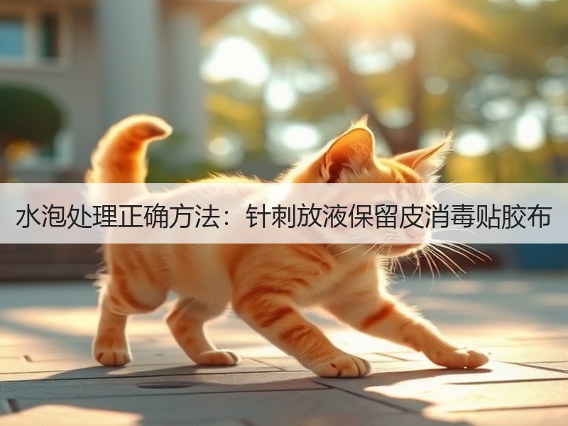水泡处理正确方法：针刺放液保留皮消毒贴胶布