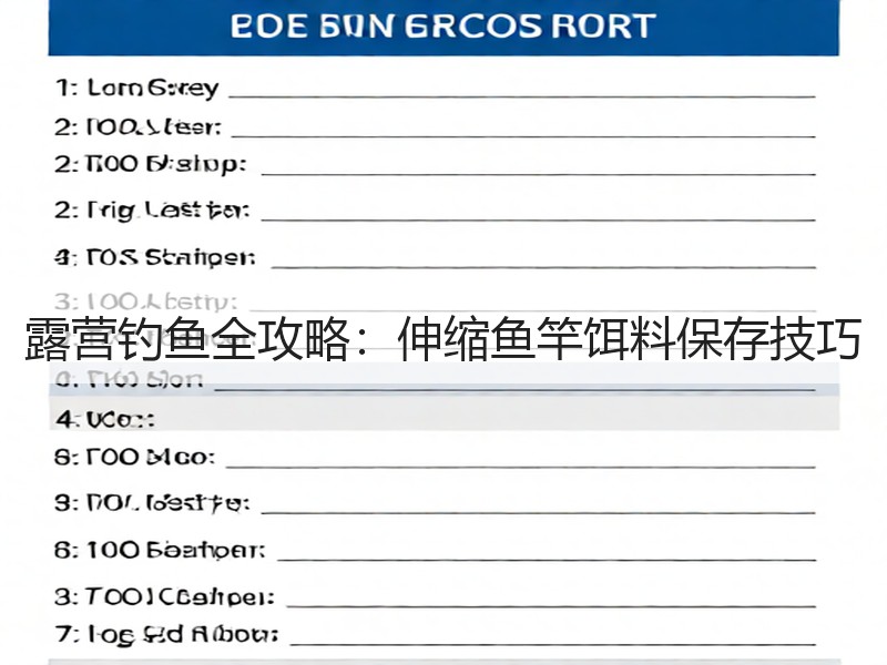 露营钓鱼全攻略：伸缩鱼竿饵料保存技巧